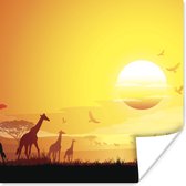 Affiche Une illustration du paysage africain avec des girafes - 100x100 cm XXL