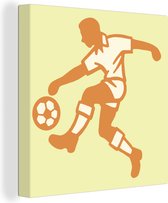Canvas Schilderij Een illustratie van een persoon die de voetbal aanneemt - Jongens - Meisjes - Kinderen - 20x20 cm - Wanddecoratie