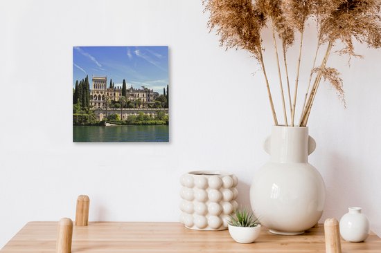 Tableau sur Toile Lac de Garde - Water - Maison - 20x20 cm - Décoration murale