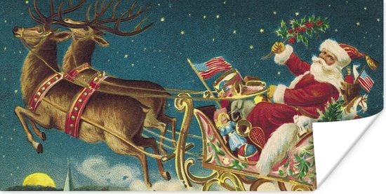 Poster Kerstmis - Winter - Vintage - 40x20 cm - Kerstmis Decoratie - Kerstversiering - Kerstdecoratie Woonkamer - Kerstversiering - Kerstdecoratie voor binnen - Kerstmis