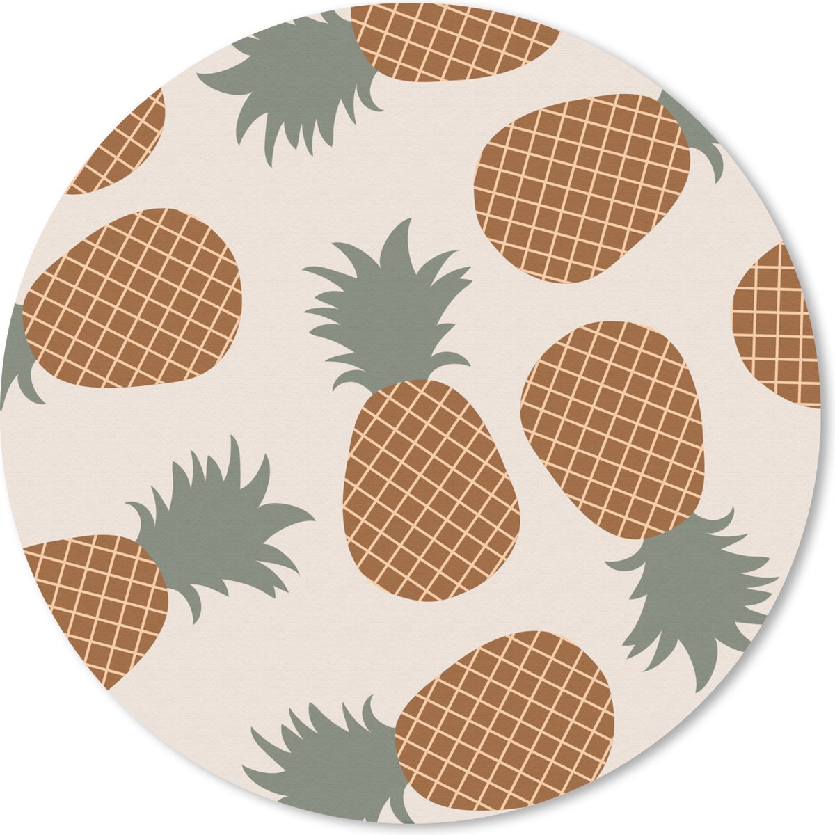 Muismat rond 20x20 cm - Mousepad Fruit - Pastel - Ananas - Patronen - Ronde muismatten