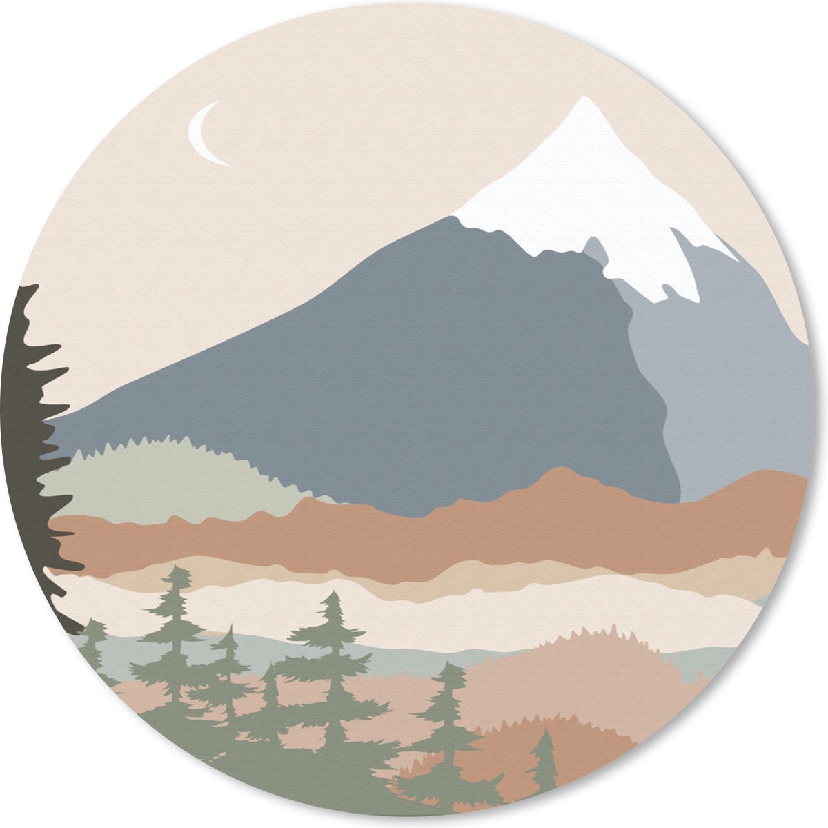 Muismat rond 30x30 cm - Mousepad Pastel - Berg - Sneeuw - Ronde muismatten