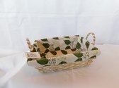 Mand rechthoek met stof fruitprint 26x20x8cm