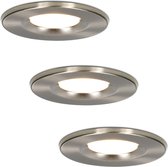 Set van 3 stuks dimbare LED inbouwspot RVS Venezia 6 Watt 2200-2700K IP65 - Dim to warm