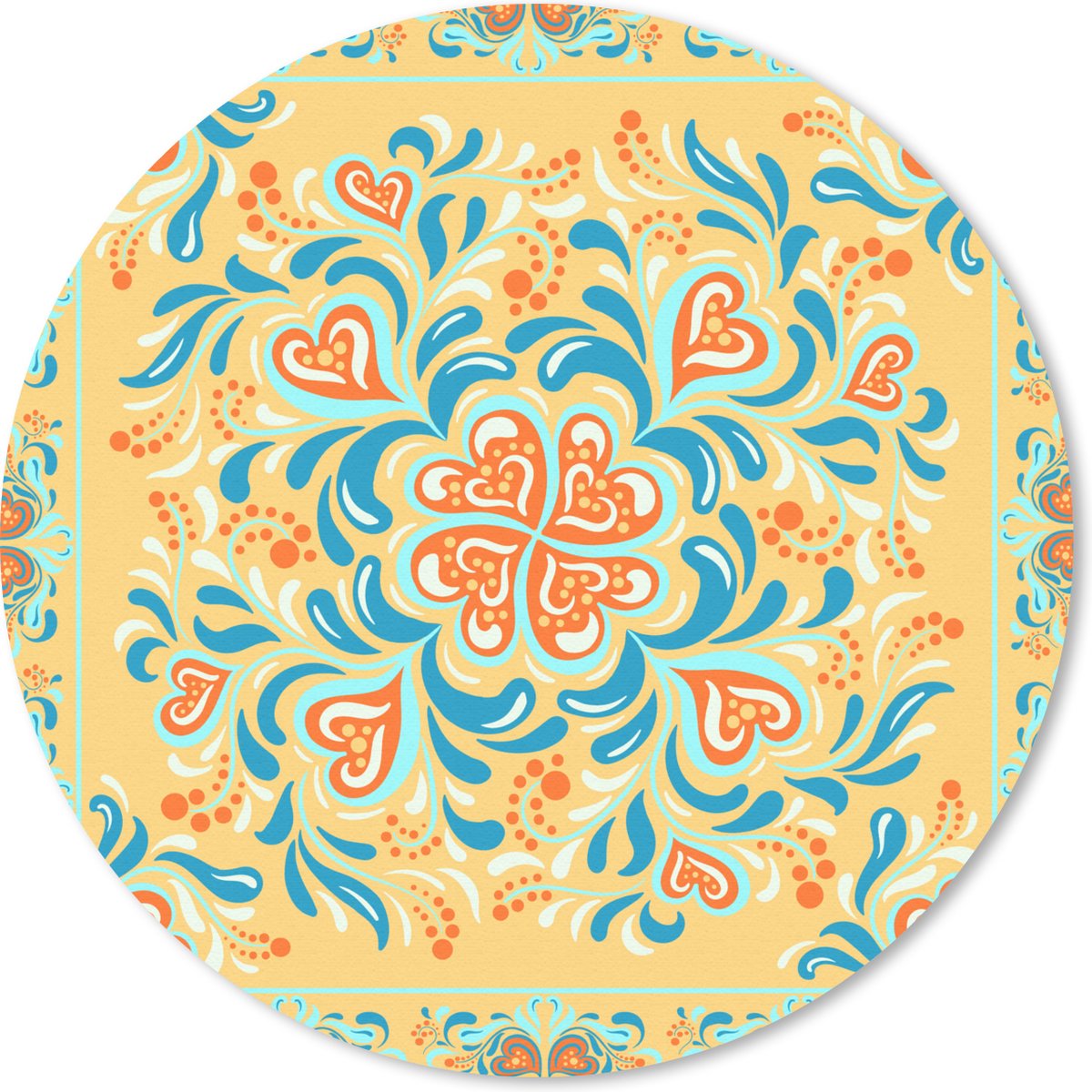 Muismat rond 20x20 cm - Mousepad Klavertje vier - Hart - Kader - Patroon - Ronde muismatten