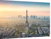 De Eiffeltoren voor La Defense skyline van Parijs - Foto op Dibond - 90 x 60 cm
