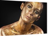 Gouden man met Glitters - Foto op Dibond - 90 x 60 cm