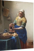 Het melkmeisje, Johannes Vermeer - Foto op Dibond - 60 x 80 cm