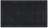 Relaxdays deurmat rubber - droogloopmat - voetmat - golvend design - met noppen - zwart