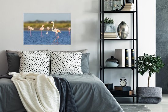 Poster Groupe de flamants roses 90x60 cm - Tirage photo sur Poster (décoration murale salon / chambre) / Poster Animaux