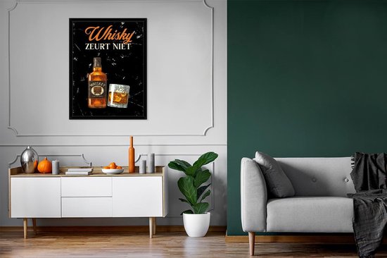 Cadre photo avec affiche - Whisky - Bouteille - Vintage - 60x80 cm - Cadre pour affiche