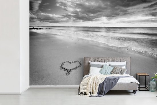 Behang - Fotobehang op het strand Nederland - zwart wit - Breedte 600 x... |