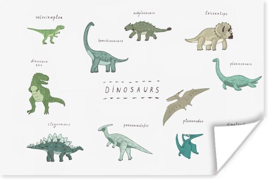 Poster Kinderkamer - Kleuren - Dinosaurus - Jongen - Meisje - Kind - Poster Kinderkamer