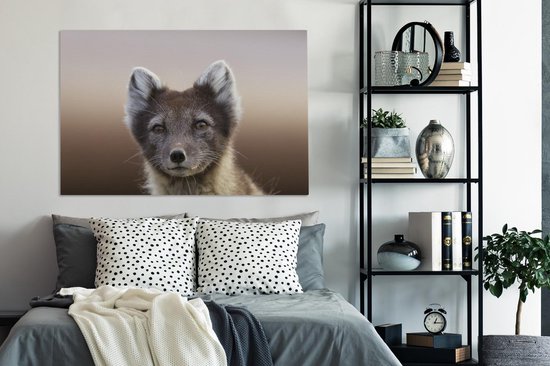 Peinture sur Toile Renard - Portrait - Marron - 140x90 cm - Décoration murale