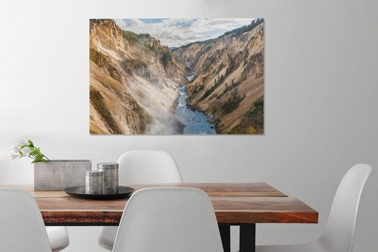 Toile Peinture Water - Yellowstone - Berg - 90x60 cm - Décoration murale
