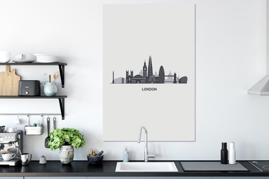 Illustration skyline 'Londres' sur fond blanc 80x120 cm - Tirage photo sur toile (Décoration murale salon / chambre)