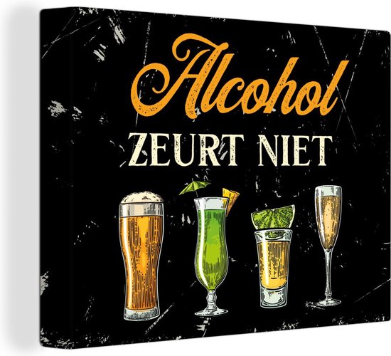 Peinture sur toile 160x120 cm - Décoration murale Alcohol - Verres - Texte - Décoration murale pour bar et pub - Accessoires de décoration de Cuisine - Peintures - Panneaux muraux - Cadeau pour femme - Cadeau pour homme