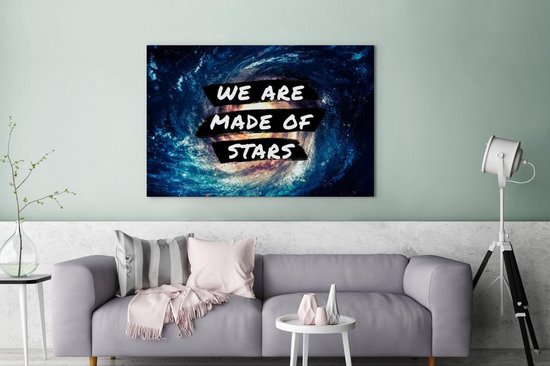 Tableau sur toile Proverbes - 'Nous sommes faits d'étoiles' - Étoiles - Citations - Garçons - Kids - Enfants - Filles - 120x80 cm - Décoration murale