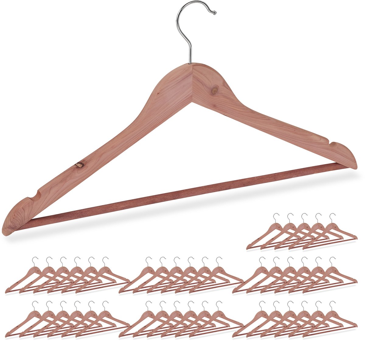 42x kleerhangers hout - kledinghangers - cederhout - anti motten - broekhanger