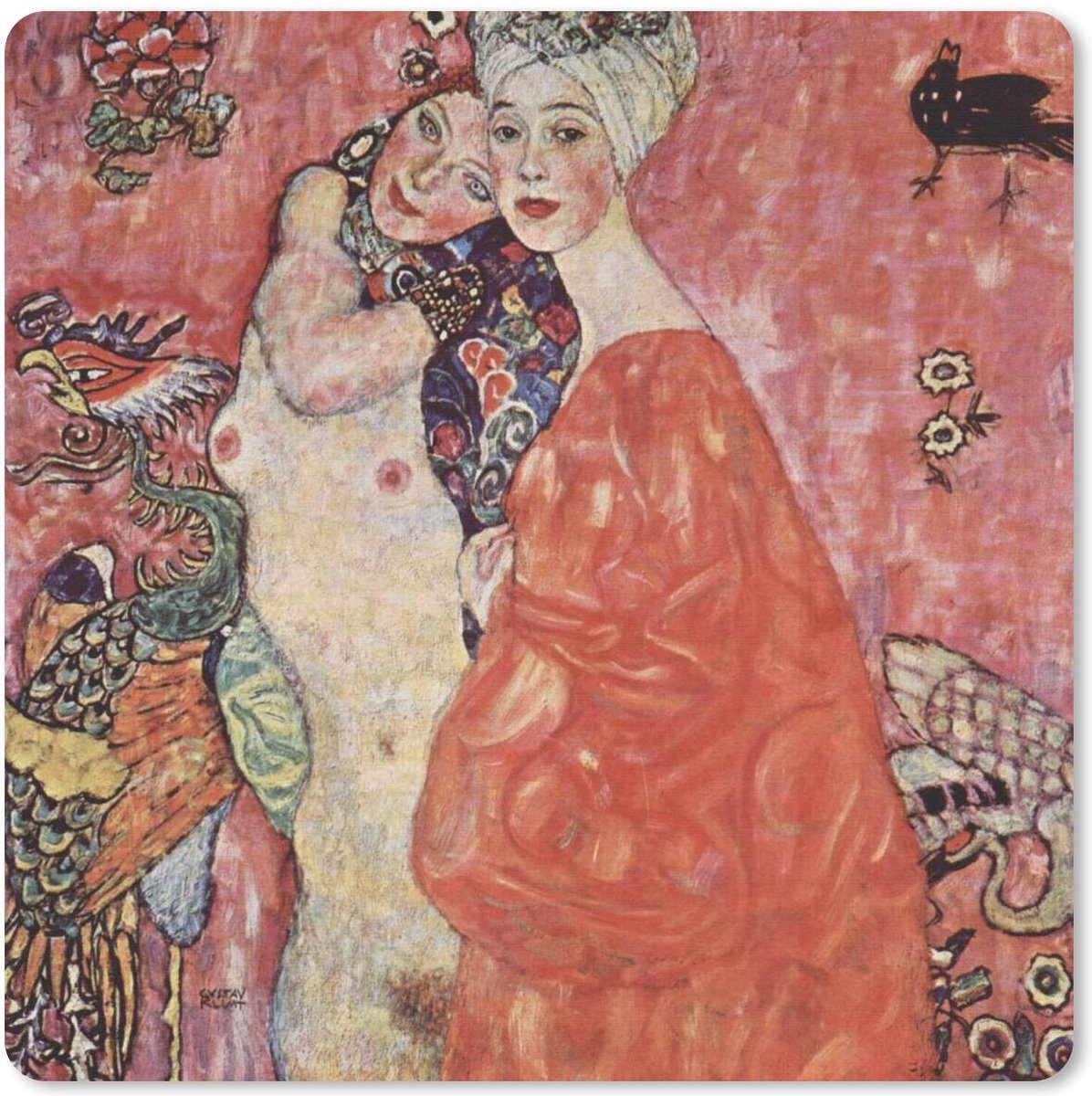 Muismat 20x20 cm - Mousepad Vriendinnen - schilderij van Gustav Klimt - Muismatten