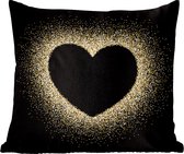 Sierkussen Or pour l'intérieur - Coeur doré sur fond noir - 50x50 cm - Coussin intérieur carré en coton