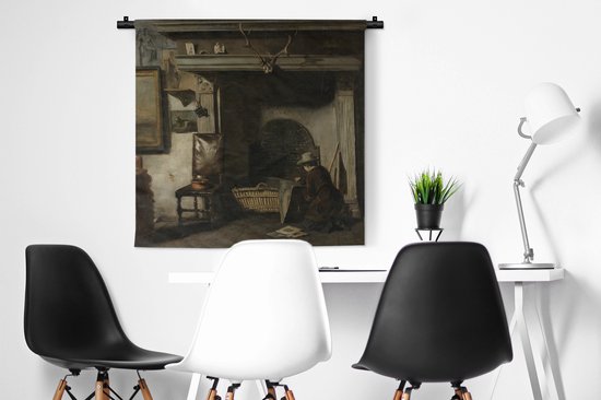 Tapisserie - Tissu mural - L'atelier du peintre de Haarlem Pieter Frederik van Os - Peinture d'Anton Mauve - 90x90 cm - Tapisserie