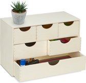 Relaxdays Miniladekast hout - ladekastje klein - kastje op bureau - bureau organizer