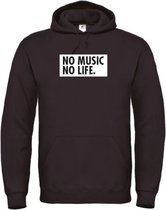 Hoodie Zwart S - no music no life - wit - soBAD. | Hoodie unisex | Hoodie man | Hoodie dames | Muziek