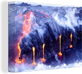Canvas Schilderij Kilauea lava stroom - 80x60 cm - Wanddecoratie
