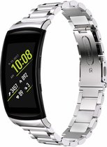 Stalen Smartwatch bandje - Geschikt voor Samsung Gear Fit 2 / Gear Fit 2 Pro stalen band - zilver - Strap-it Horlogeband / Polsband / Armband