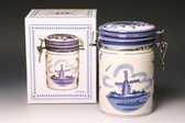 Giftbox voorraadpot 14c molen blauw