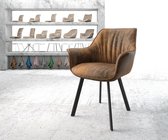 Gestoffeerde-stoel Keila-Flex met armleuning 4-Fuß oval zwart bruin vintage