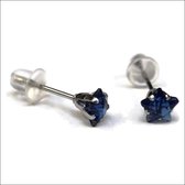 Aramat jewels ® - Zirkonia zweerknopjes ster 5mm oorbellen donker blauw chirurgisch staal