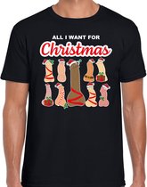 All I want for Christmas / piemels fout Kerst t-shirt - zwart - heren - Gay kerst t-shirt / Kerst outfit XL