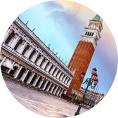 Campanile en een verlaten Piazza San Marco in Venetië - Foto op Behangcirkel - ⌀ 80 cm