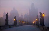 Wereldberoemde Karelsbrug in Praag bij dageraad - Foto op Forex - 60 x 40 cm