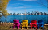 Fleurige stoeltjes met zicht op de skyline van Toronto - Foto op Forex - 120 x 80 cm