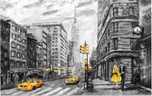 Karakteristieke tekening van het straatbeeld van New York - Foto op Forex - 90 x 60 cm