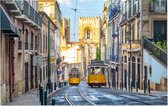 Tramwagons op lijn 28E in heuvelachtig Lissabon - Foto op Forex - 60 x 40 cm