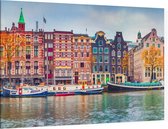 Panoramisch tafereel in herfstachtig Amsterdam - Foto op Canvas - 90 x 60 cm