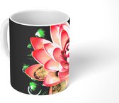 Mok - Koffiemok - Een koi karper met een roze bloem - Mokken - 350 ML - Beker - Koffiemokken - Theemok