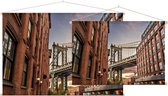 Doorkijk naar de Manhattan Bridge in New York - Foto op Textielposter - 90 x 60 cm