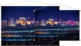 Indrukwekkende skyline van Las Vegas in Nevada bij nacht - Foto op Textielposter - 90 x 60 cm