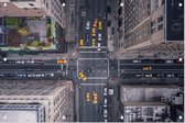 Luchtfoto van gele taxi's op 5th Avenue in New York City  - Foto op Tuinposter - 150 x 100 cm