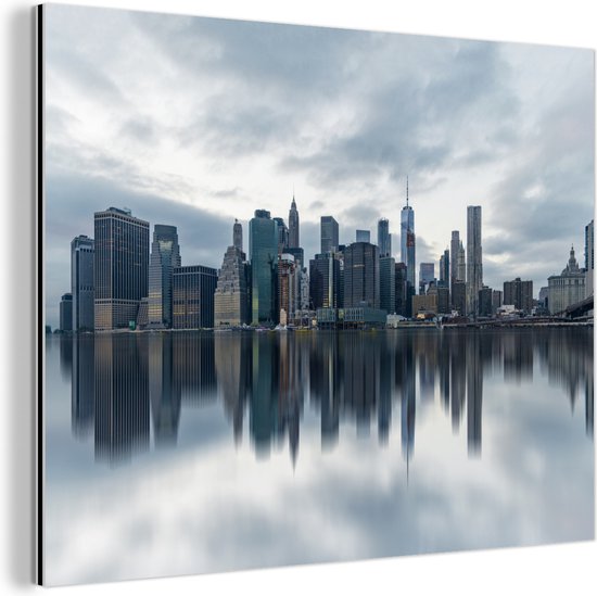 Wanddecoratie Metaal - Aluminium Schilderij Industrieel - New York - Skyline - Reflectie - 40x30 cm - Dibond - Foto op aluminium - Industriële muurdecoratie - Voor de woonkamer/slaapkamer