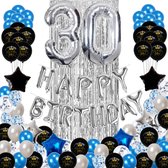 30 jaar verjaardag versiering - 30 Jaar Feest Verjaardag Versiering Set 88-delig  - Happy Birthday Slinger & Ballonnen - Decoratie Man Vrouw - Blauw en Zilver