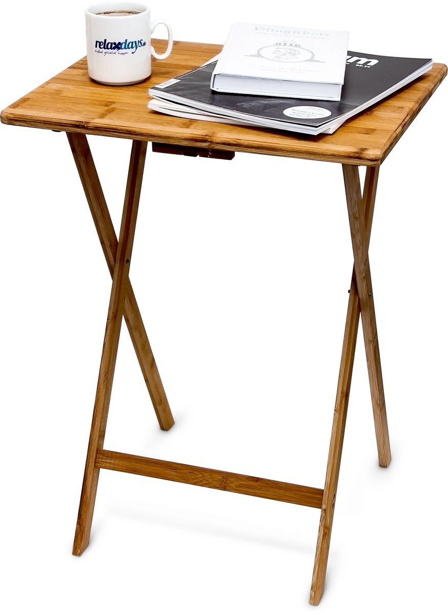 Relaxdays - bijzettafel opklapbaar - telefoontafel bamboe - balkontafel hout