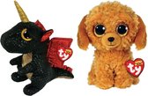 Ty - Knuffel - Beanie Boo's - Grindal Dragon & Golden Doodle Dog