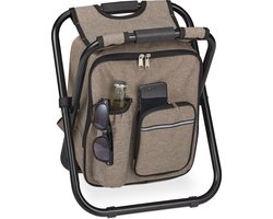 camping krukje - inklapbaar - 42x35x29 cm - rugzak kruk - polyester - beige
