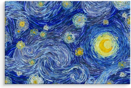 Peinture - Nuit étoilée dans le style de Vincent van Gogh, bleu/jaune, 4  tailles,... | bol